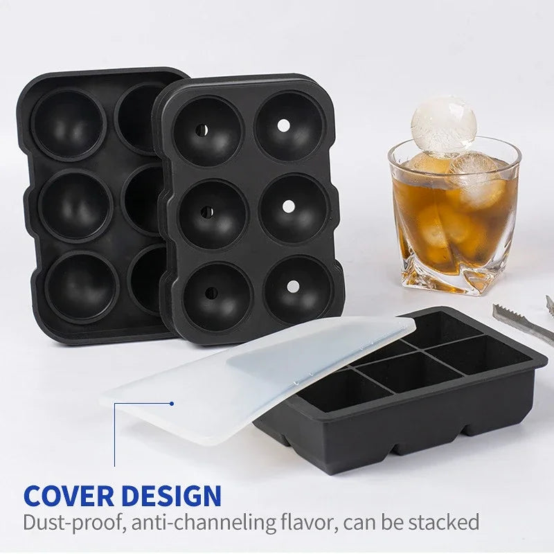 4/6/8/15Grids Silicone Ice Cube Molds Spherical Ice Cube Molds Ice Cream Ice Cube Making Machine Reusable Whiskey Ice Cube Molds