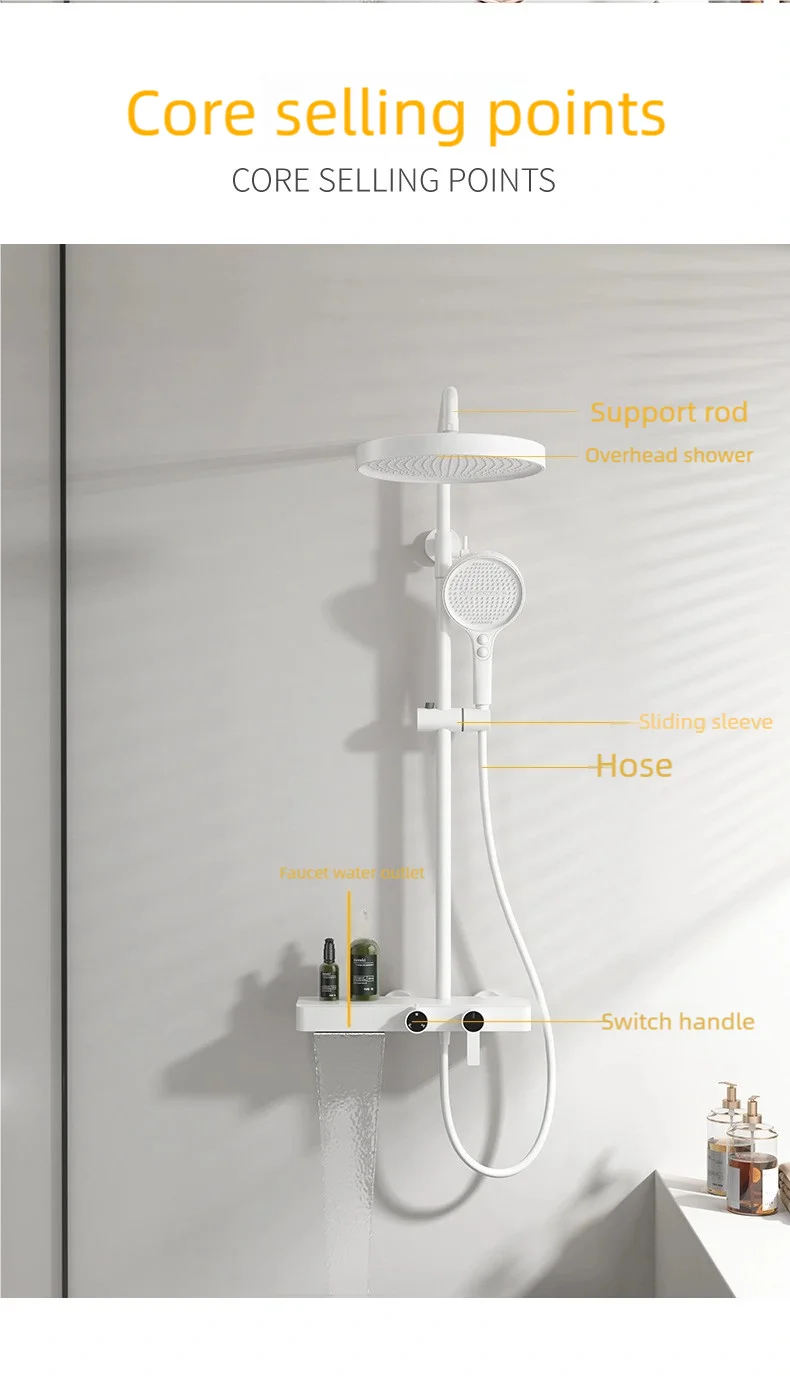 Bathroom Shower System Set Hot and Cold Control Multifunctional Knobbed Triple Function Water Outlet  Pressurized Shower Set