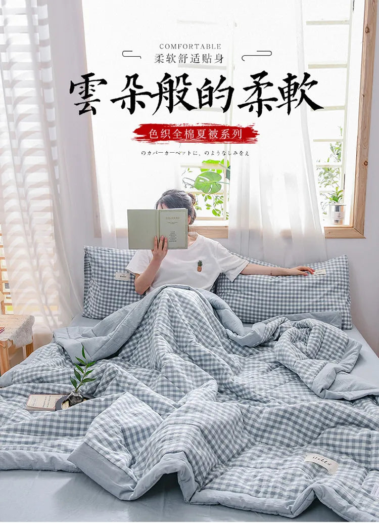 Soft Throw Striped Down Cotton Quilt Blanket Luxury For Cooling Summer Couch Cover Bed Machine Wash Bedspread