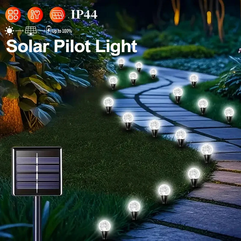 Solar Crystal Globe Pathway Lights 30LEDS Waterproof Outdoor Garden Pilot Light String for Lawn Party Wedding Christmas Decor