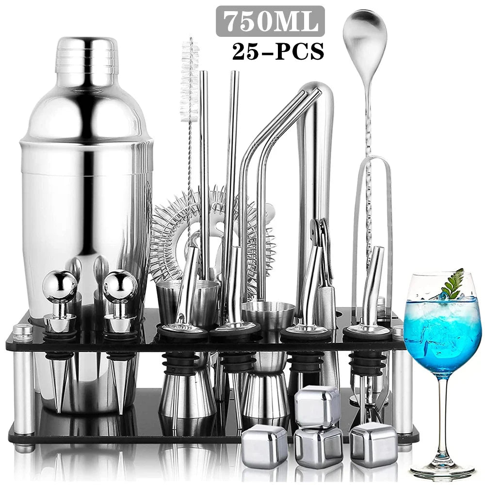 2-25 Pcs/Set Cocktail Shaker Set Mixer Bartender Kit, for Home Bar Party Jigger Tools Drink Martini Boston Cocktail Mixer Shaker