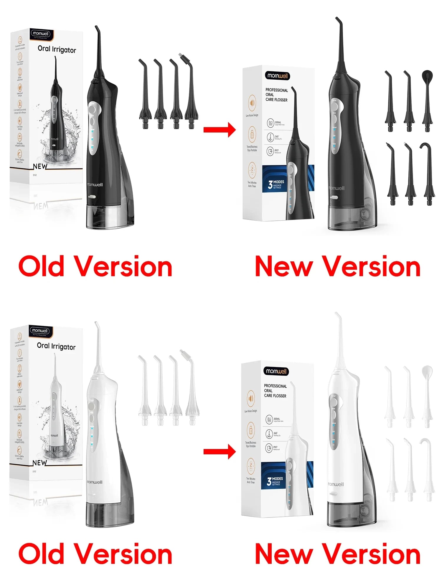 D52 Portable Cordless Water Flosser USB Rechargeable Water Jet Floss Tooth Pick 4 Jet Tip 300ml 3 Modes Teeth Clean for Travel