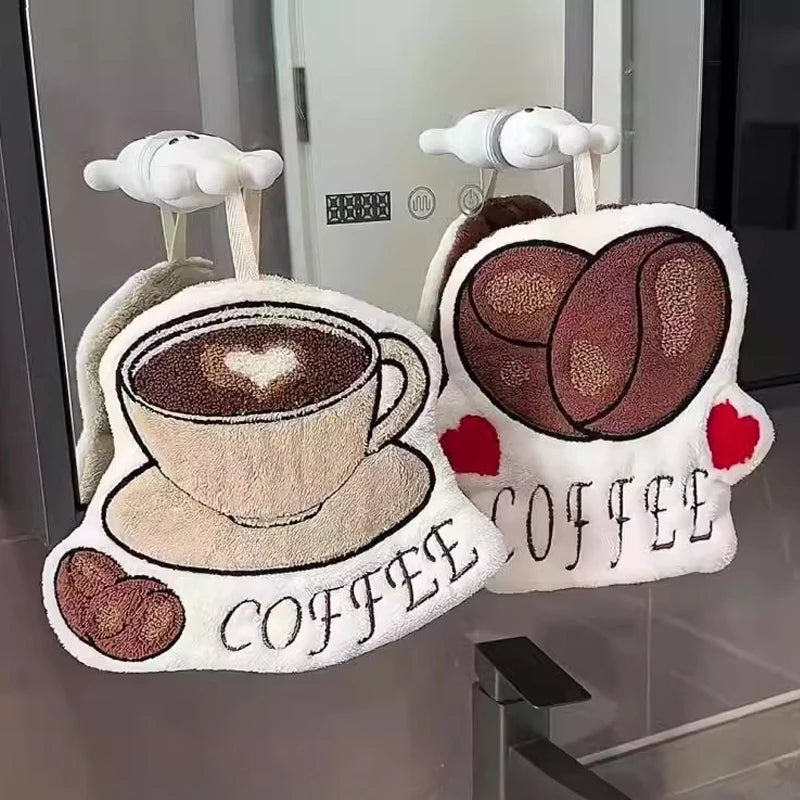 Hand Towel Absorbent Kitchen Towel Hand Cloth Bathroom Hand Cloth Cartoon Hand Towels Convenient Hanging Towel for Hand 핸드타올