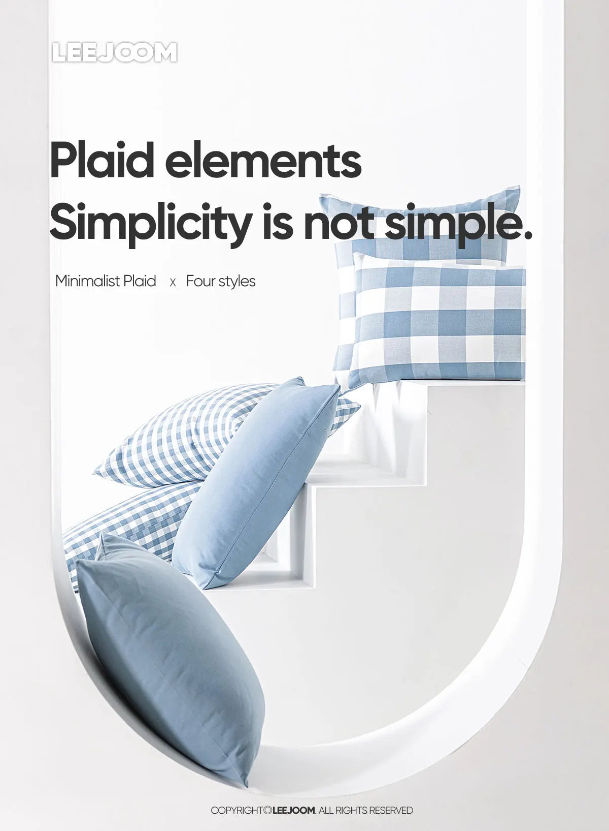 LEEJOOM Light Blue Baby Blue Pillow Covers Plaid Home Decorative Sofa Cushion Cover 30x50cm/45x45cm 1PC