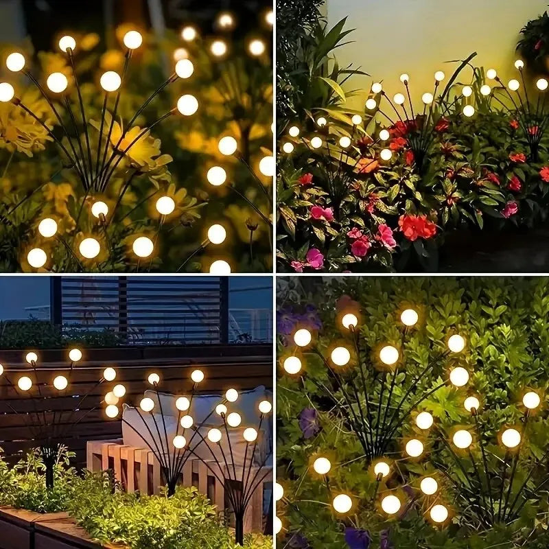 10 Lights Solar Lawn Lamp Garden Lamp, LED Wind-driven FireflyGround Plug Lamp, Garden Ramadan Decoration Festival Lamp