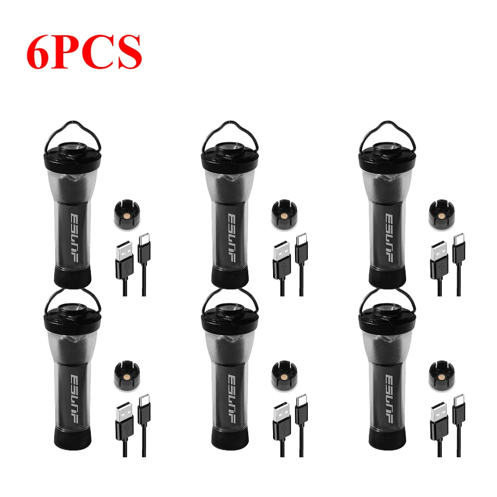 1-6pcs Black dog 2600mAh Lighthouse Micro Flash Camping Lighting With Magnetic Base LED Type-C Flashlight Similar For GZ