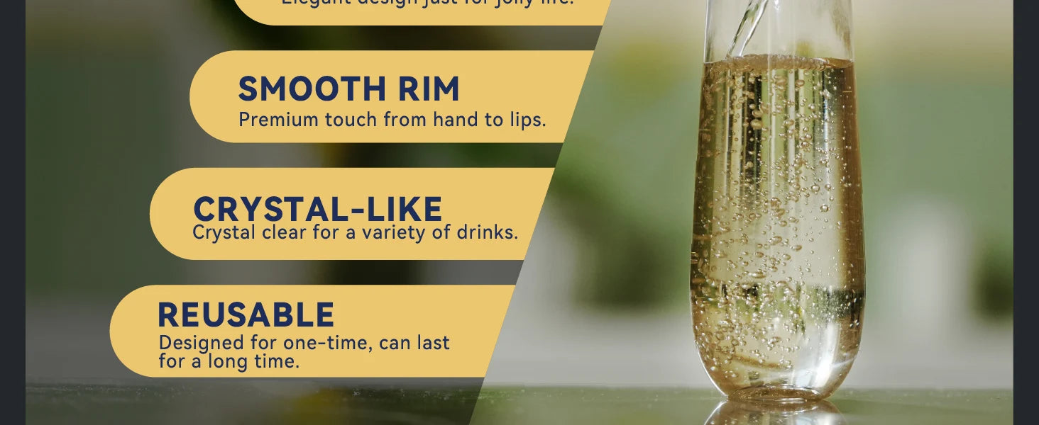 12-48Pcs Plastic Champagne Flutes 9Oz Stemless Plastic Champagne Glasses Shatterproof Disposable for Mimosa Bar Wedding Toasting