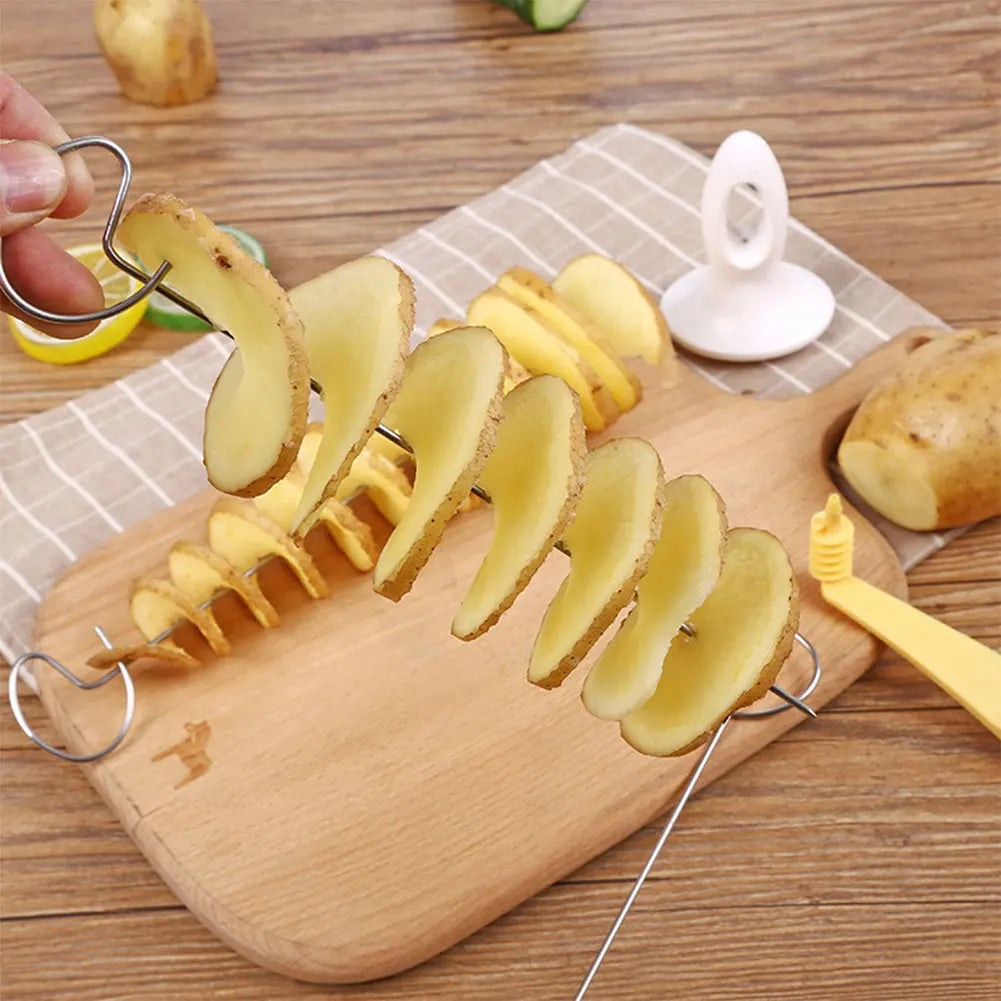 1Set Stainless Steel Plastic Rotate Potato Slicer
