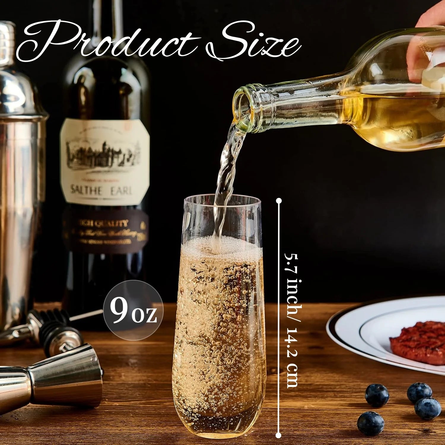 12-48Pcs Plastic Champagne Flutes 9Oz Stemless Plastic Champagne Glasses Shatterproof Disposable for Mimosa Bar Wedding Toasting