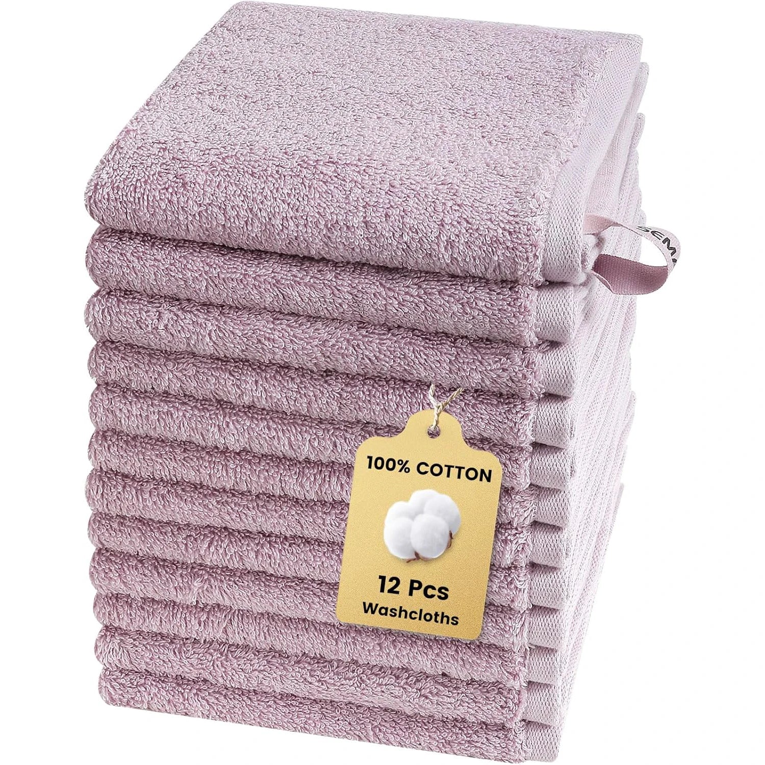 12 Pack Cotton Washcloths Solid Bulk Set SEMAXE 100% Cotton Ultra Soft Face Towels Absorbency for Bathroom Spa Cleaning Supplies