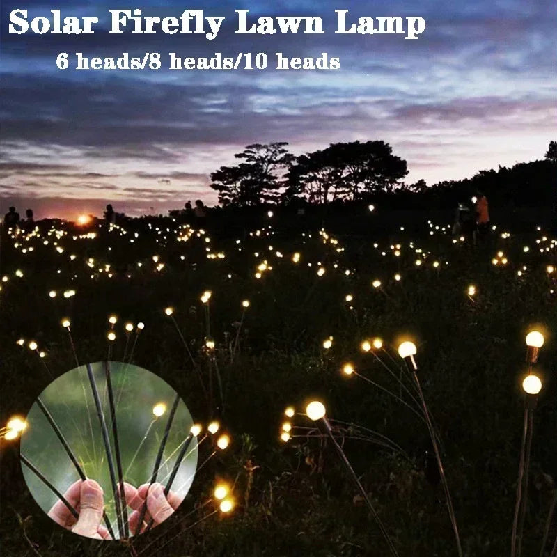 6/8/10 LEDs Outdoor Summer Garden Solar Firefly Lanw Lamp Courtyard Corridor Holiday Atmosphere Decor Landscape Ground Lights