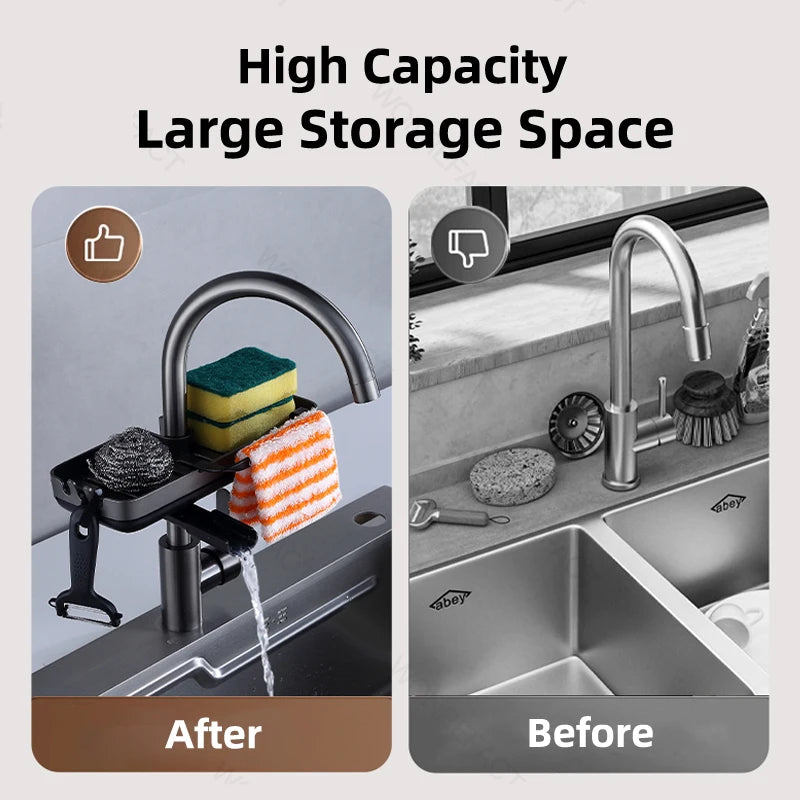 Kitchen Faucet Rack  Kitchen Accessories Sponge Storage Rack Kitchen Sink Rack Holder Dishcloth Towel Rack Filter Basket