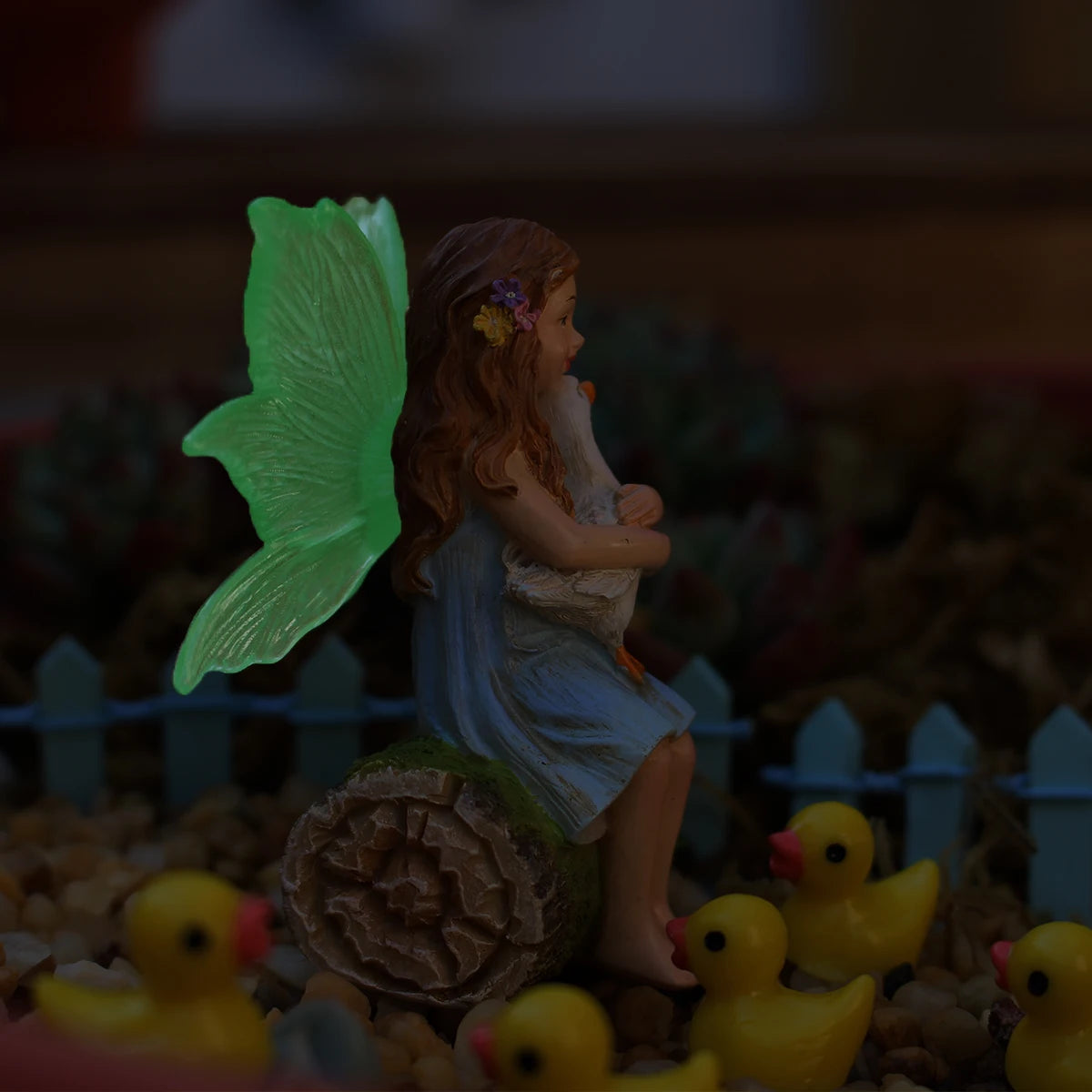 1 set of flower fairy holding duck landscape, outdoor fairy tale mini garden decoration handicraft flower pot accessories, fairy