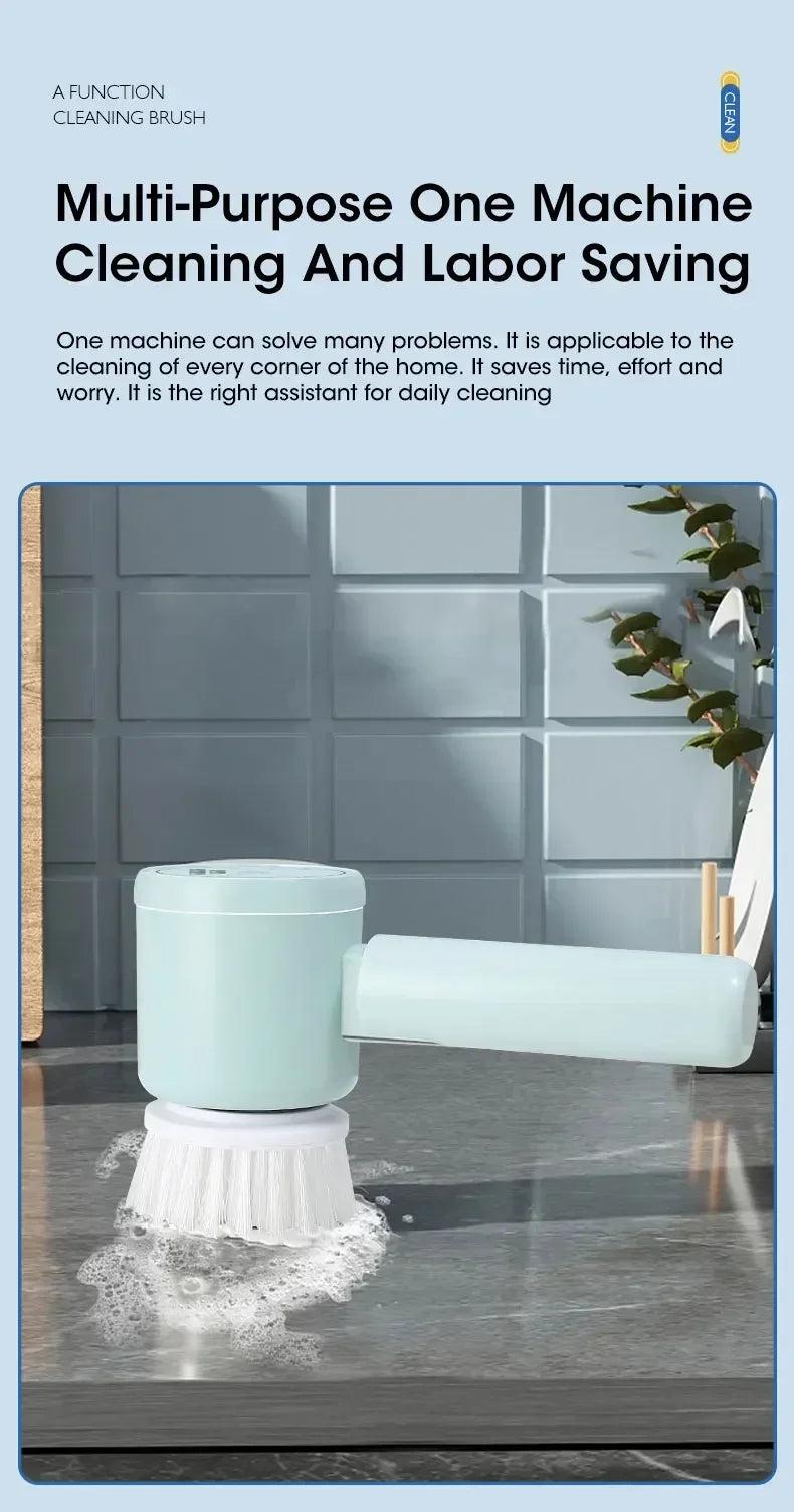 New Cordless Spin Scrubber Electric Rechargeable 5 in 1 Brush Heads for Bathroom Kitchen Tile Grout Shower Car Deep Clean