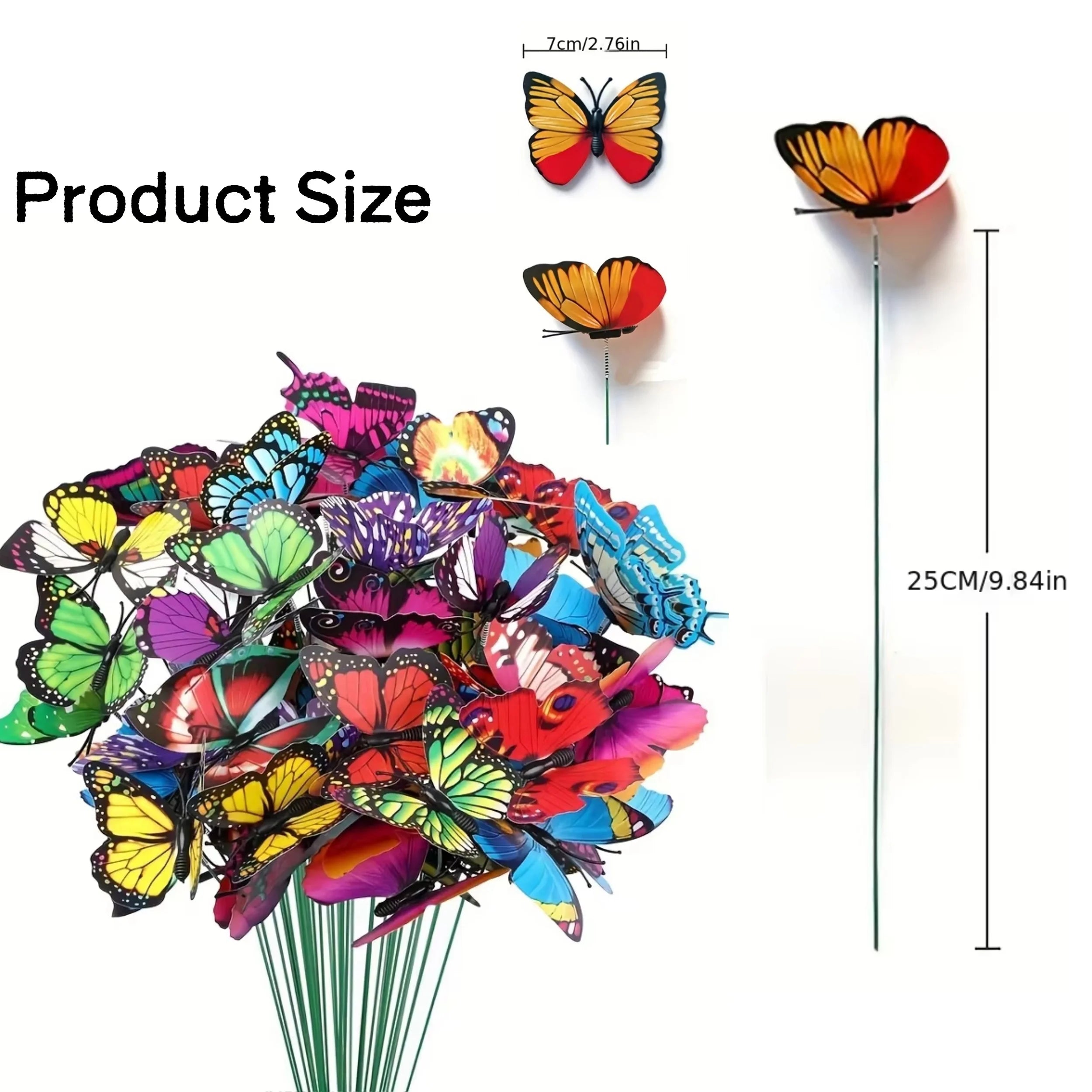 10/20/50pcs Butterfly Decoration Stakes 3D Artificial Butterfly Yard Planter Flower Pot Home Party Garden Patio Decoration