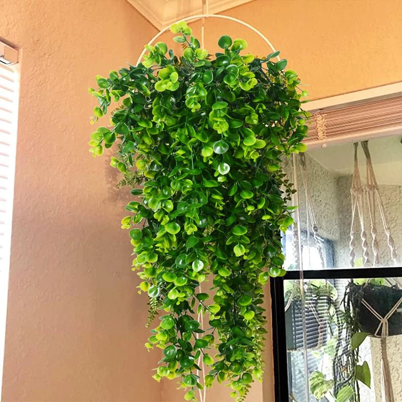 1/2PCS Artificial Hanging Plants Faux Eucalyptus Leaf Greenery Vine Outdoor UV Resistant Plastic Plants for Home Wedding Decor