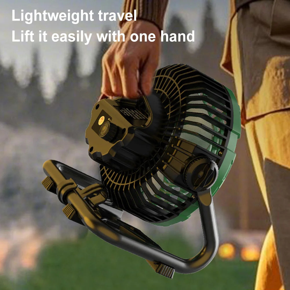 Portable Camping Fan with LED Camping Lamp USB Rechargeable Outdoor Tent Fan 4400mAh Camping Air Circulators for Fishing Picnic