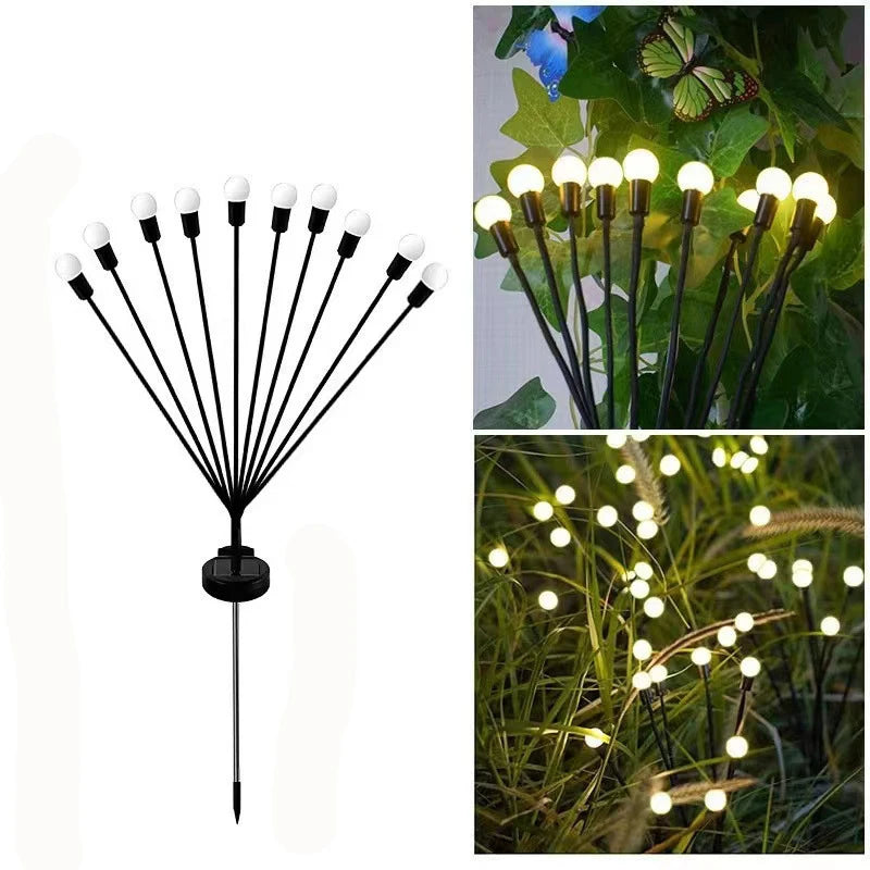 6/8/10 LEDs Outdoor Summer Garden Solar Firefly Lanw Lamp Courtyard Corridor Holiday Atmosphere Decor Landscape Ground Lights