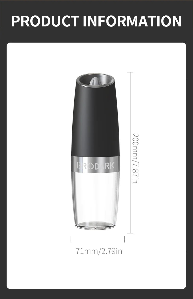 1/2pcs Gravity Electric Salt And Pepper Grinder Set, Battery Powered LED Light One HandAutomatic Operation