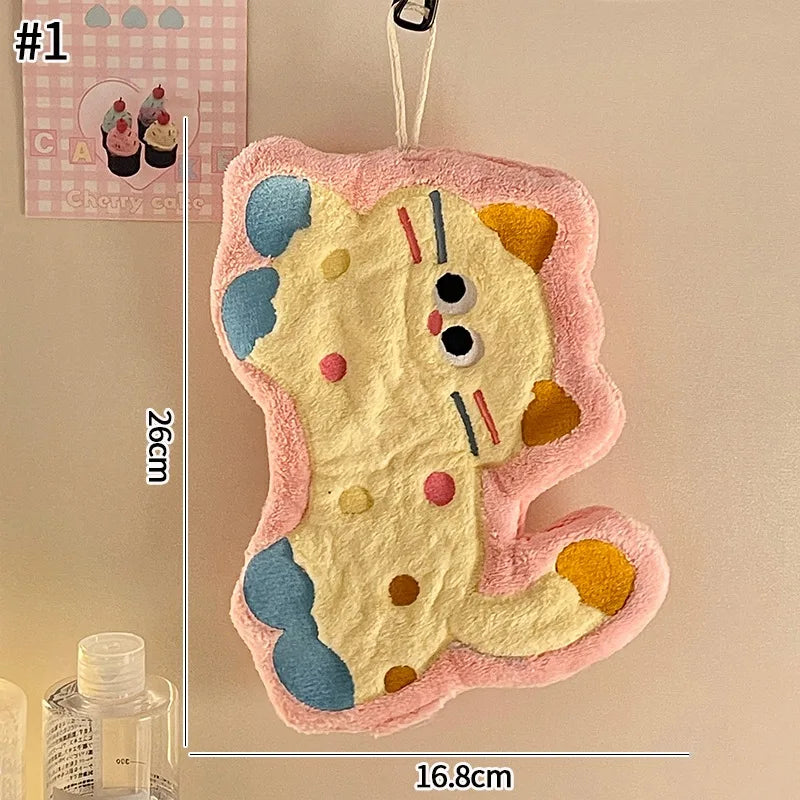 Cartoon Kitty Hand Towel Bathroom Soft Water-absorbing Towel Coral Fleece Handkerchief Hanging Kitchen Washing Hand Cloth Rag