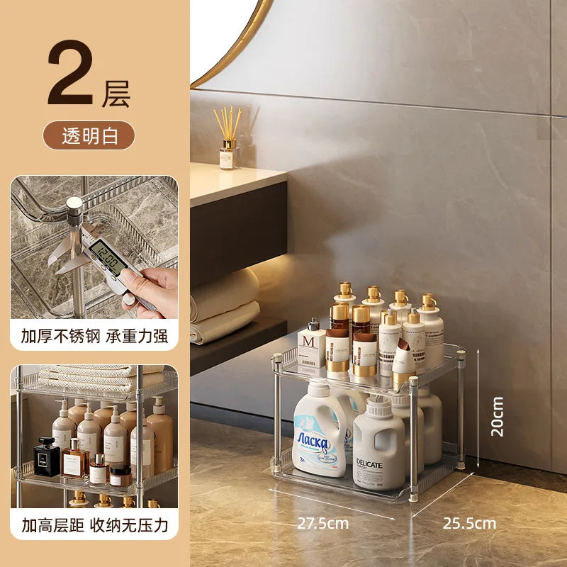 Bathroom Storage Rack Multi-Functional Washstand Desktop Cosmetics Floor Shoe Rack Pet Light Luxury Bathroom Organizing Rack