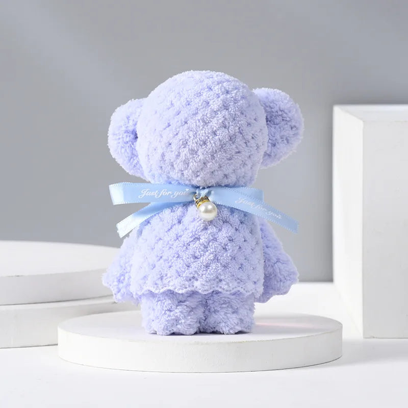 5pcs Little Bear Towels Wedding Companion Gifts Happy Gifts Happy Shop Small Square Towels Coral Velvet Towels