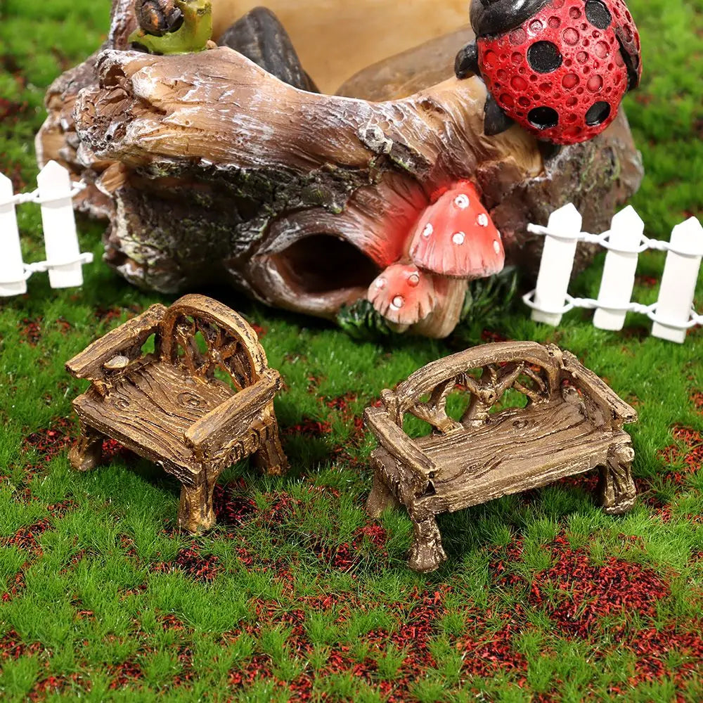 DIY Succulents Bonsai Fairy Garden Decor Miniature Stools Table Micro Landscapes Park Chair Figurines Mini Bench