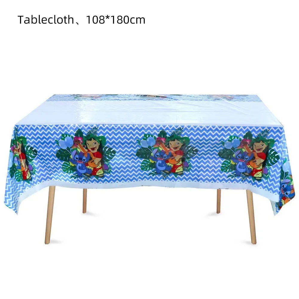 Lilo&Stitch Party Tablecloth Kids Treat Party Supplies Pink  Stitch Angel Tablecloth for Kids Baby Shower Disposable Tablecover