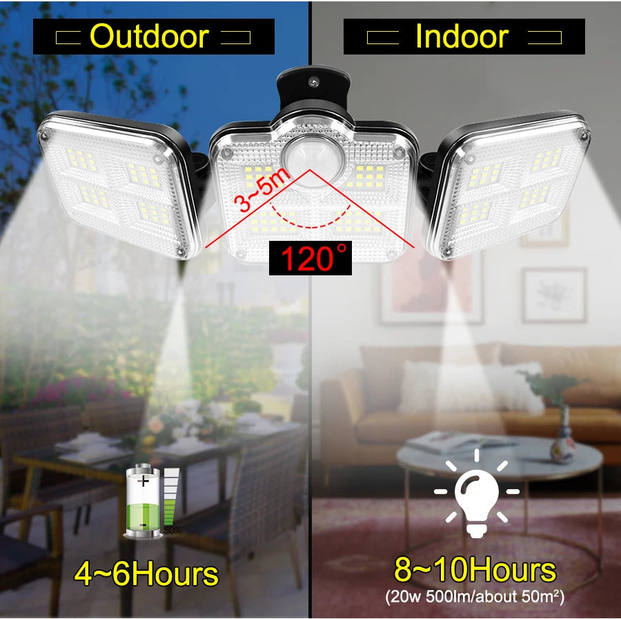 122/333LED Solar Lights Outdoor Motion Sensor Human Induction 3 Modes IP65 Waterproof Solar Power Garage Yard Corridor Wall Lamp