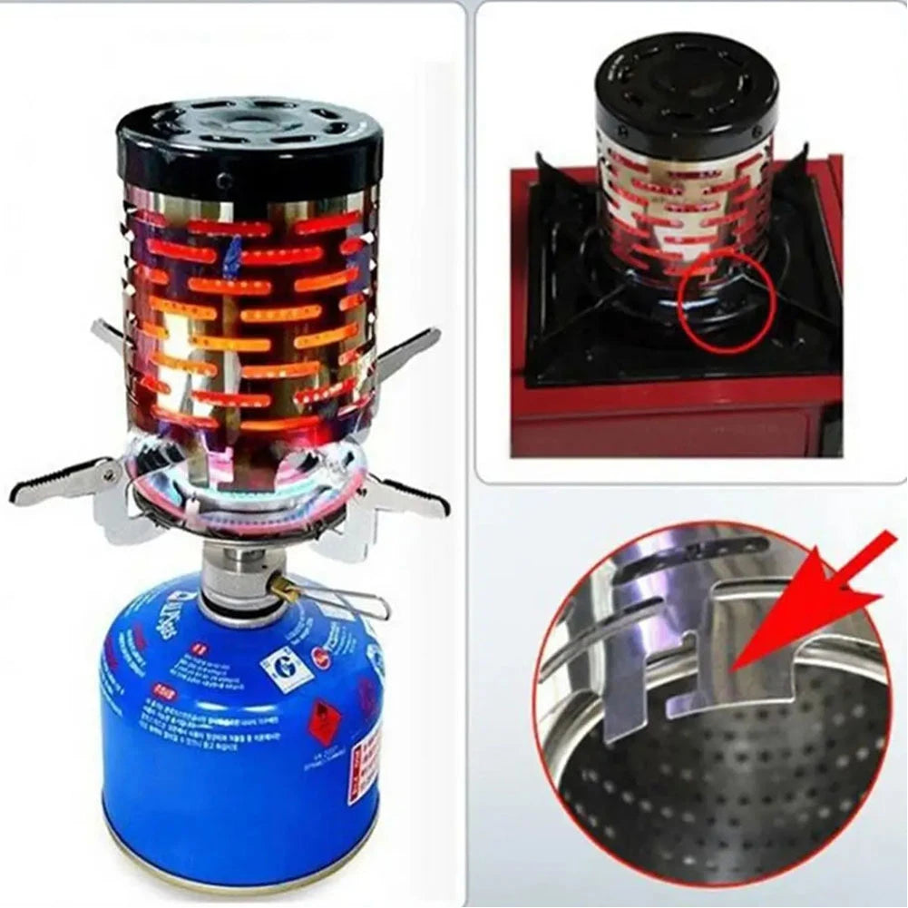 Mini Gas Heater Stove Stainless Steel Camping Mini Heater Warming Stove Cover Tent Heating Cover for Outdoor Camping