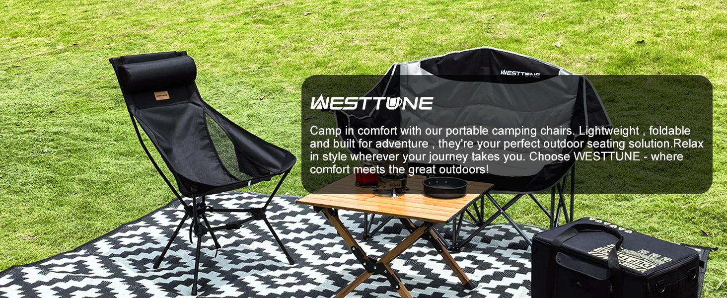 WESTTUNE Camping Moon Chair Ultralight Fishing Folding Chair with Headrest for Relaxing Foldable Leisure Travel Furniture Picnic