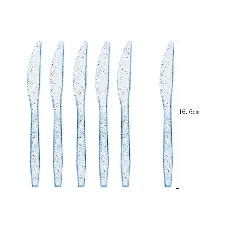 Transparent gold powder colored tableware Theme Birthday Decorations Party Disposable Tableware Paper Napkins Cups Plates