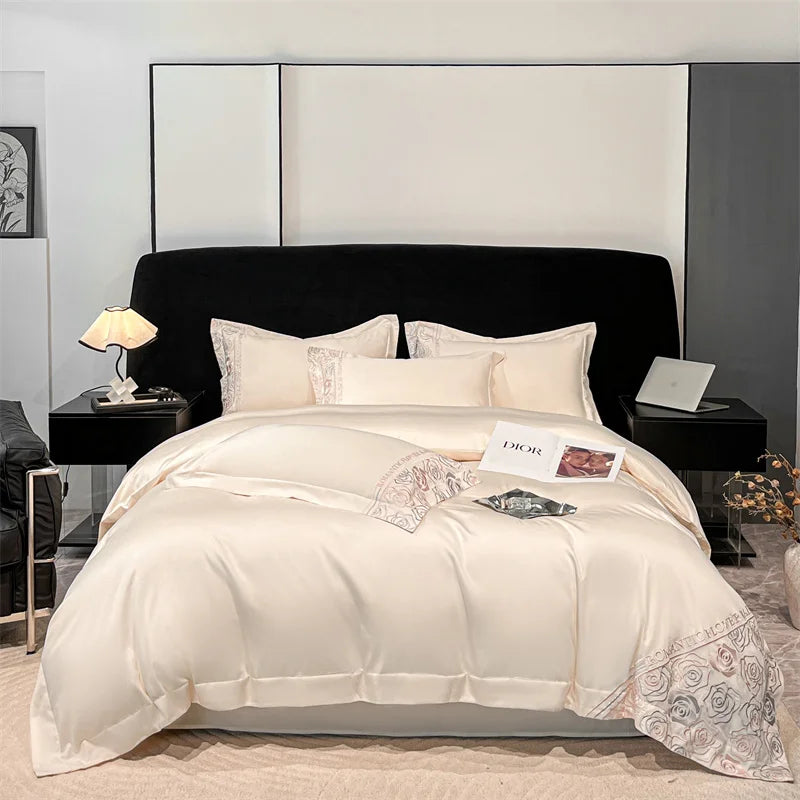 Svetanya Lyocell Cotton Bed Linens Bedding Set Sheet Pillowcase Blanket Cover Ru Queen King Size