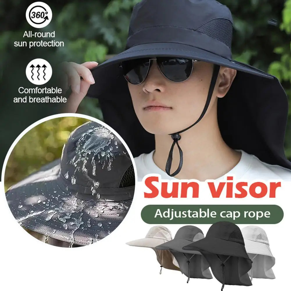 Outdoor Fisherman Hat Wide Brim Bucket Hat With Neck Hiking Cover