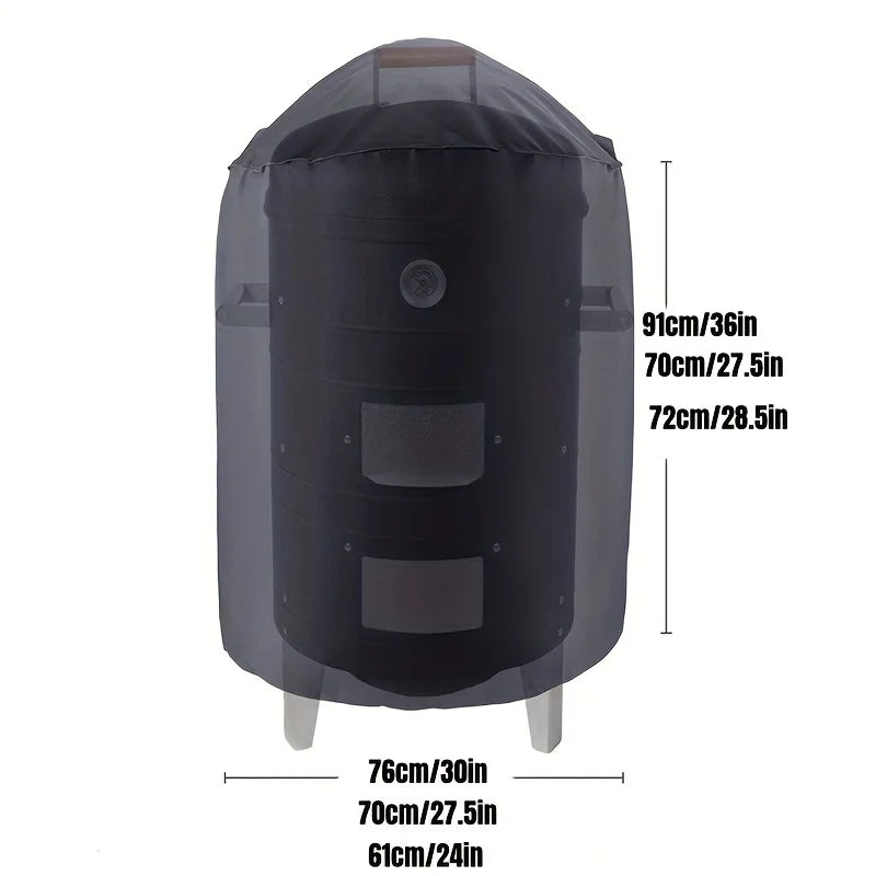 Black Round Barbecue Cover Outdoor Patio Waterproof Protective Cover, Barbecue Accessories Kitchen Accessories