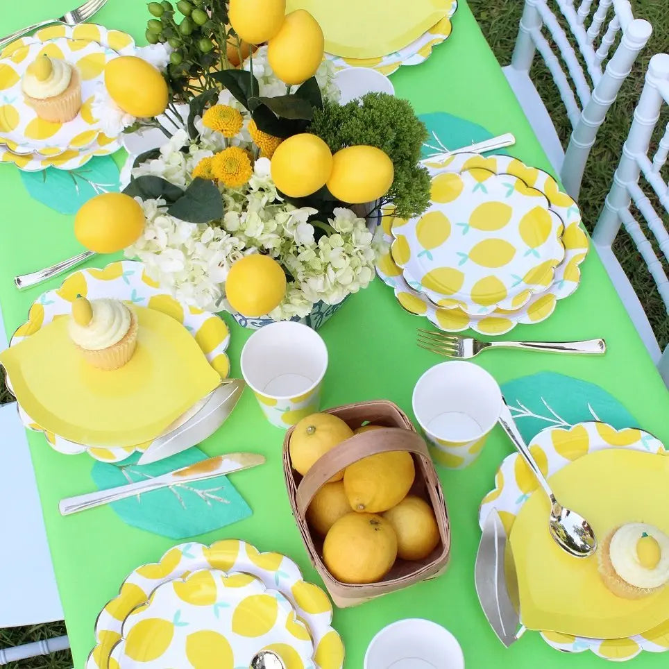 Lemon Disposable Tableware Paper Cups Plates Cake Toppers for Summer Lemon Happy Birthday Pool Party Decoration DIY Cake Supply