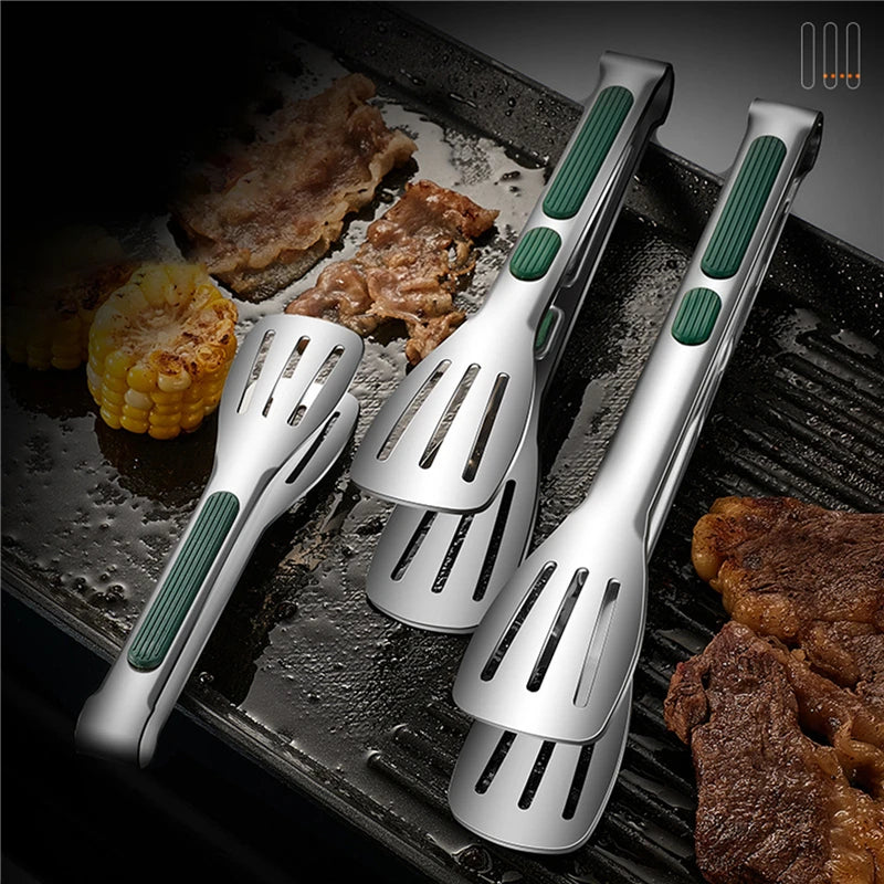 Non-Slip Stainless Steel Food Tongs