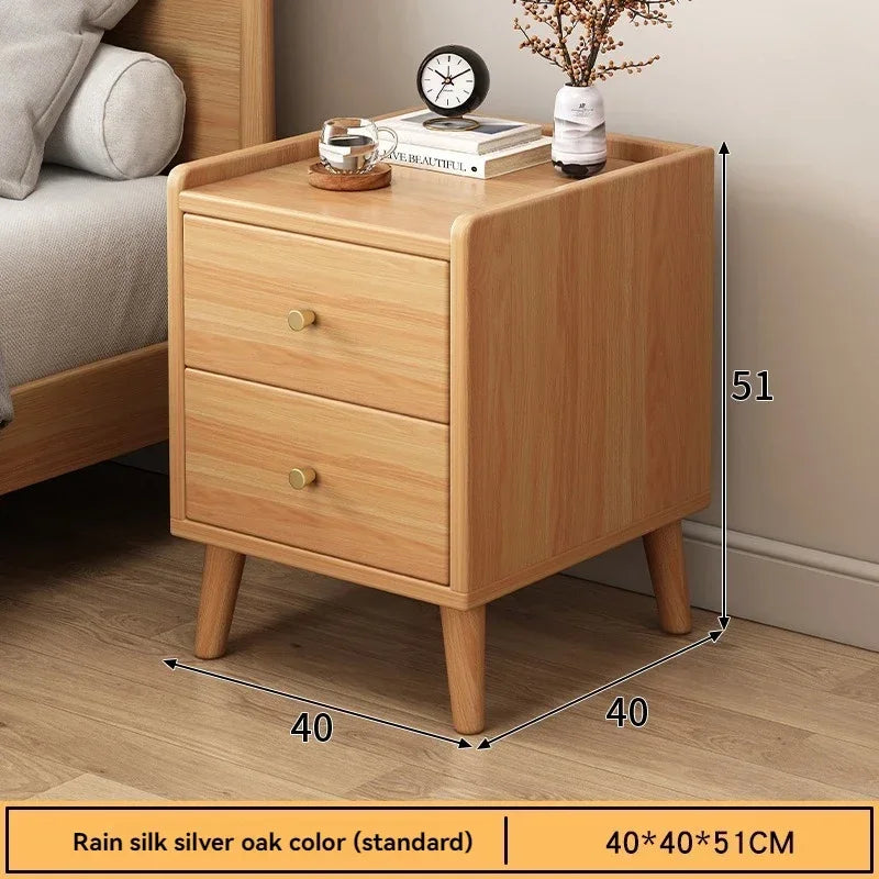 Bedside cabinet, household small bedroom storage, narrow cabinet, mini storage shelf, solid wood color, multi-purpose storage
