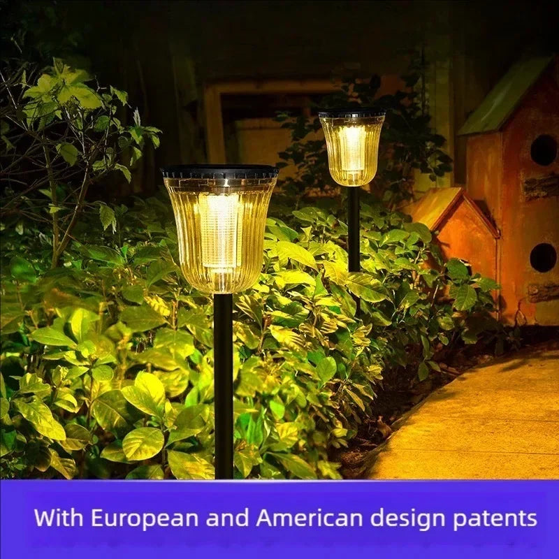 Solar Outdoor Lights New Garden Lamps Powered Waterproof Landscape Path for Yard Backyard Lawn Patio Decorative LED Lighting