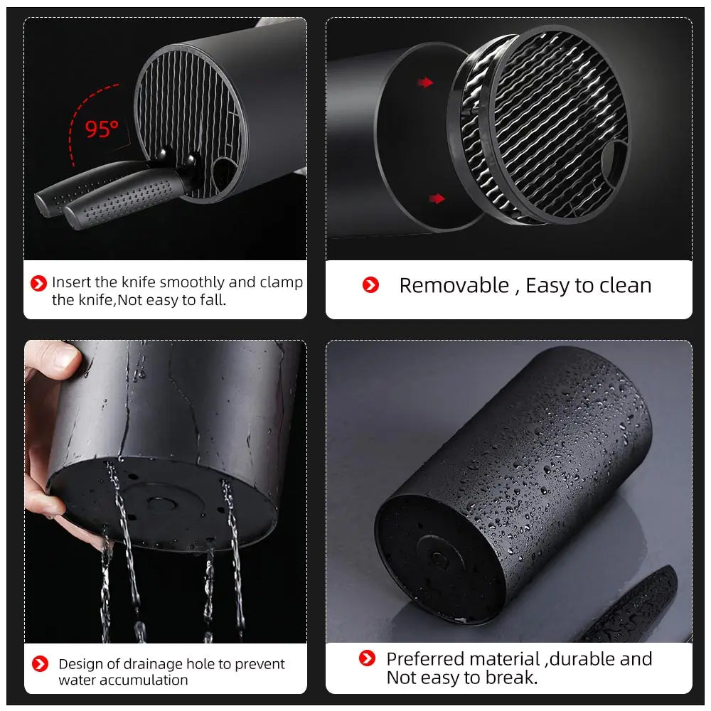 Kitchen Accessories 8.8 inch Kitchen Knife Holder Drainable Chef Knife Stand Plastic Knife Holder Bucket Kitchen Storage Tools