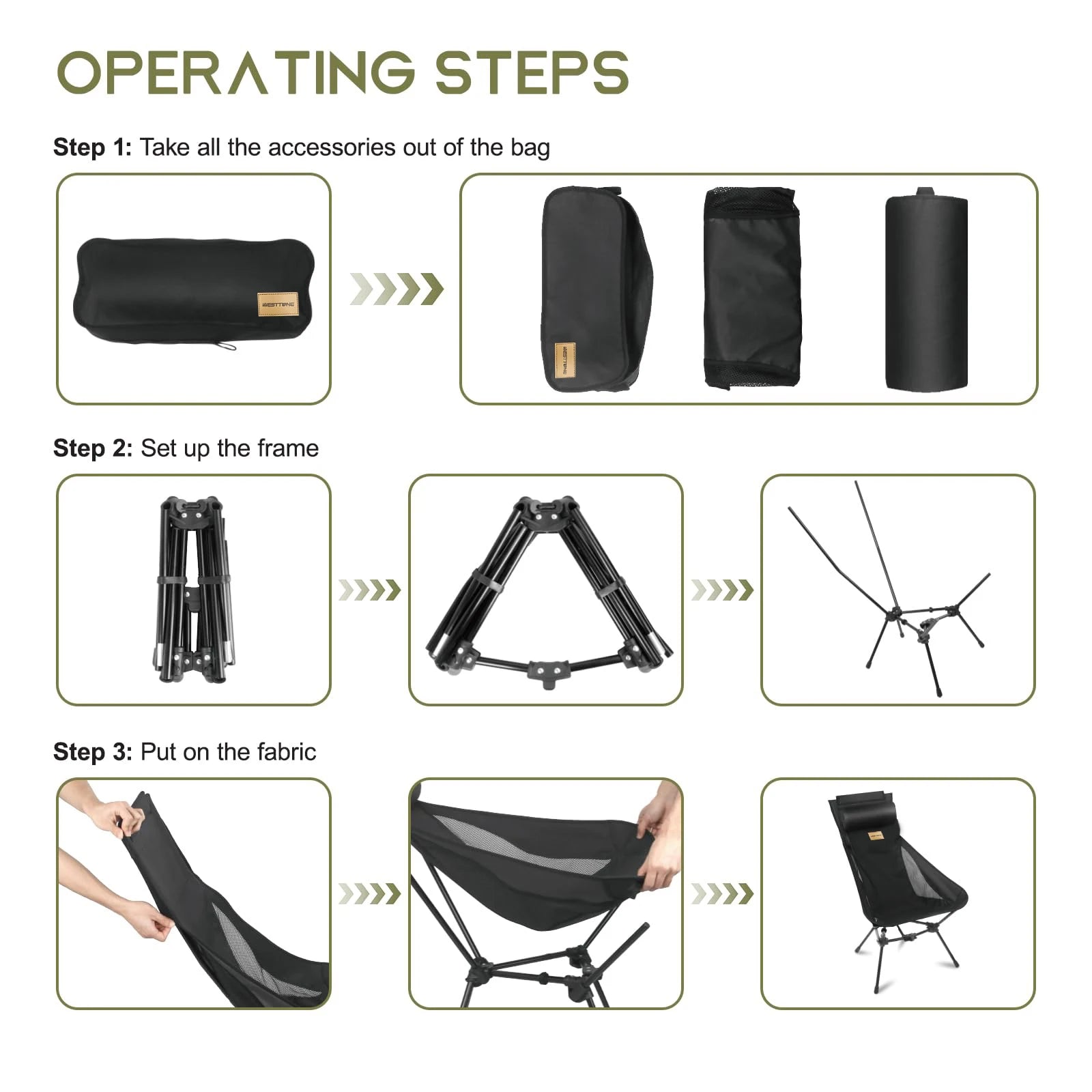 WESTTUNE Camping Moon Chair Ultralight Fishing Folding Chair with Headrest for Relaxing Foldable Leisure Travel Furniture Picnic