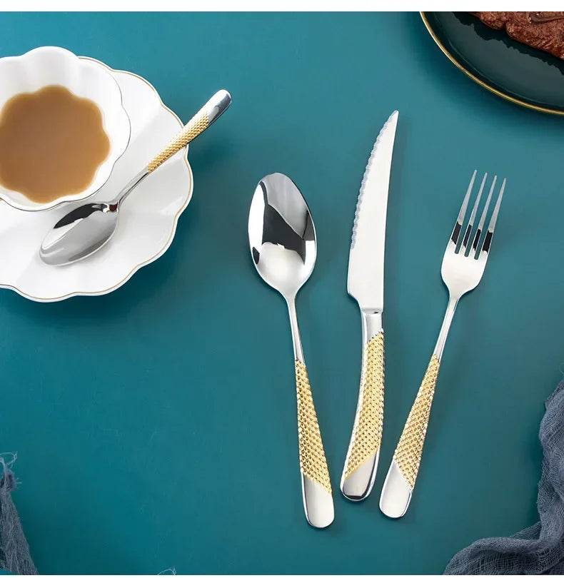 Kitchen Tableware Cutlery Set  Cutlery Set Stainless Steel Luxury Dinnerware Fork Spoon Knife Western Dinner Set Gold