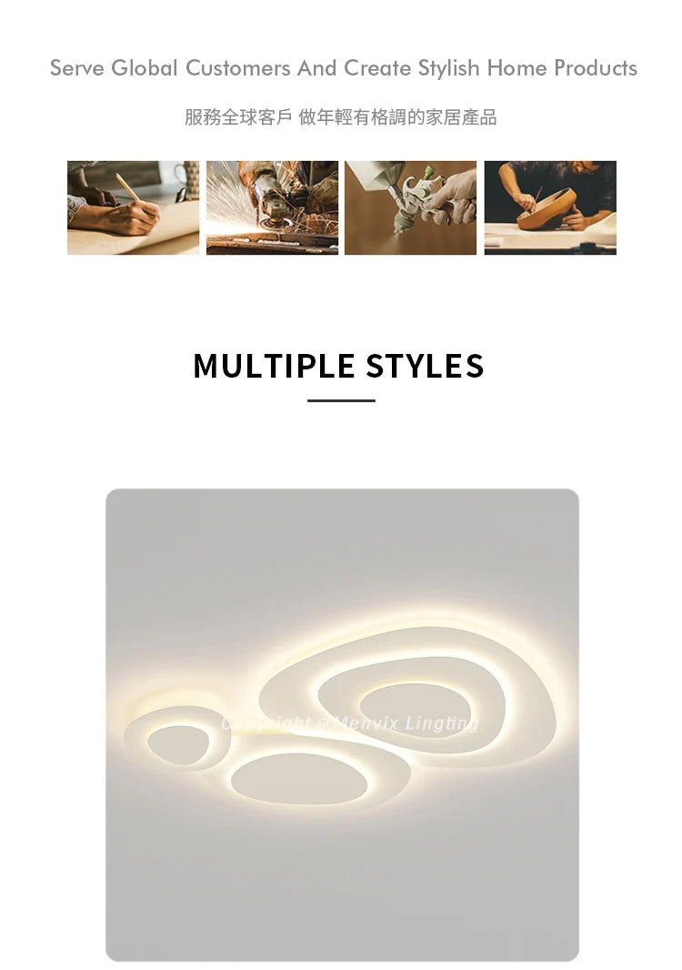 Living Room Ceiling lamp For Bedroom Dining Indoor Lighting Fixtures Milk White Wind Luminaria Home decor led light fixture lamp