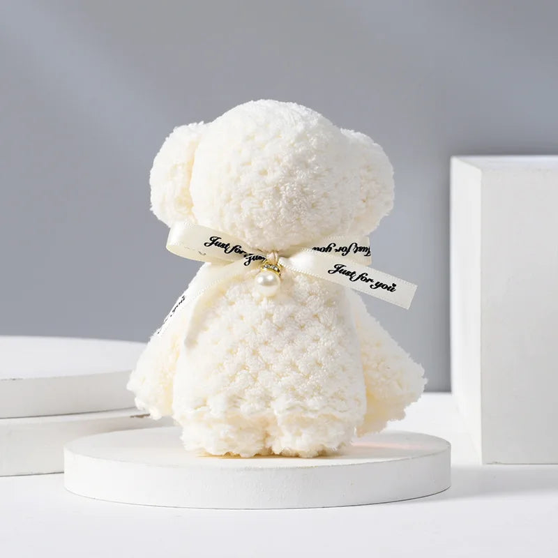 5pcs Little Bear Towels Wedding Companion Gifts Happy Gifts Happy Shop Small Square Towels Coral Velvet Towels