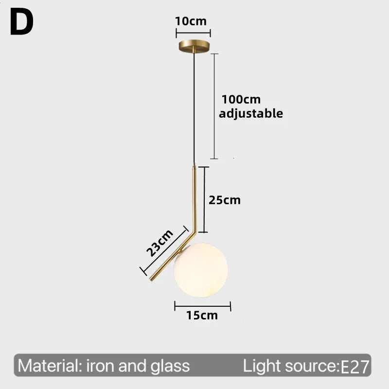 Nordic Bedside Bedroom Light Luxury Modern Simple Minimalist Restaurant Lamp Bar Long Line Single Head Gold Small Chandelier