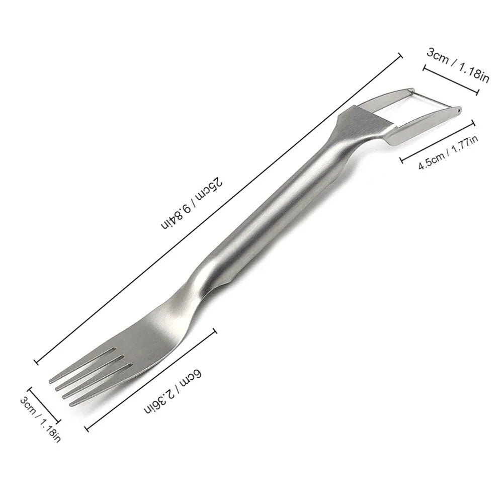 2 In 1 Multi-Purpose Portable Watermelon Slicer Cutter Knife Stainless Steel Kitchen Fruit Cutting Fork