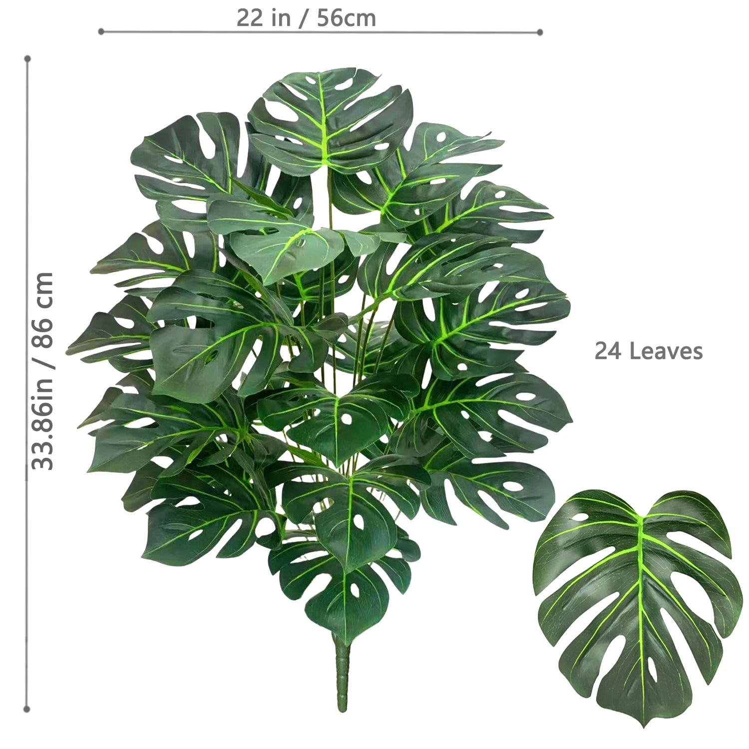40-103cm /40.5in Artificial Monstera Plants Fake Palm Tree Plastic Turtle Leaves Green Tall Plants For Home Garden Room Decor