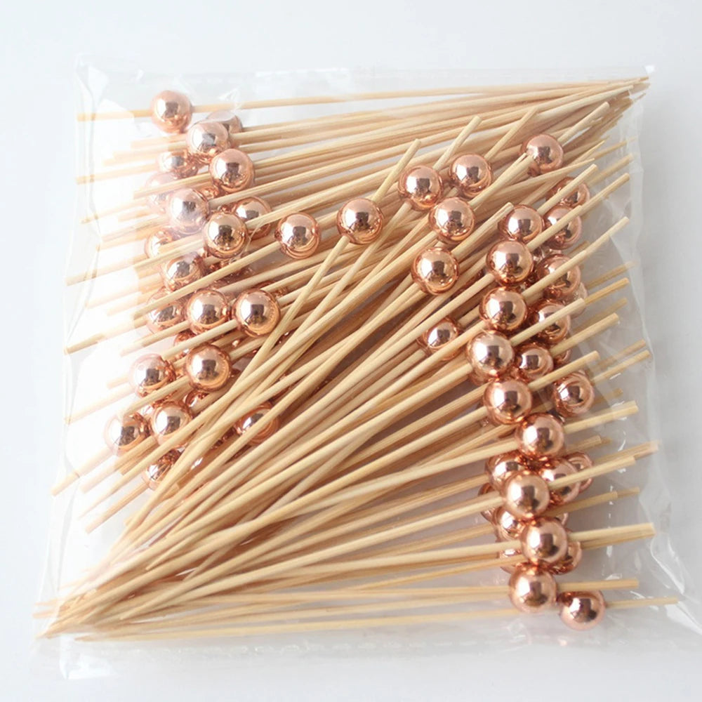 100pcs /50pcs Bamboo Fruit Fork Cocktail Prikker Skewers Disposable Fruit Fork Cocktail Prikkers Forks Food Picks Wedding Party