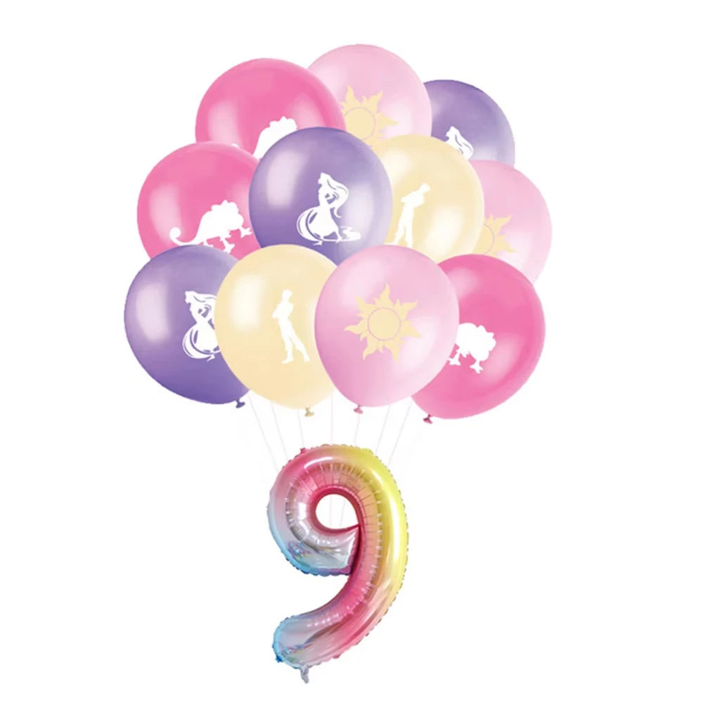Disney Tangled Rapunzel Princess Party Decorations Disposable Paper Cup Plate Banner Balloons for Girls Birthday Party Supplies