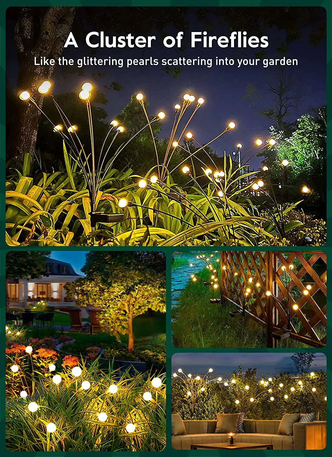 Garden Lights-New Upgraded Solar Powered Firefly Lights Outdoor Waterproof Vibran Garden Lights for Decorationi